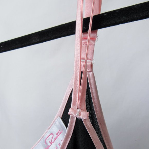 Vintage 90s OSCAR DE LA RENTA Black Floral Tank Top Pink Label Lingerie Top-L - Picture 3 of 9